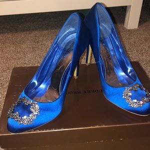 Audrey Brooke Blue Satin Pumps